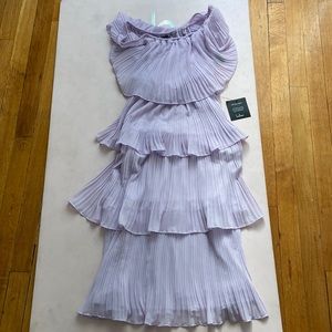 Purple off the shoulder midi Lulus ruffle dress